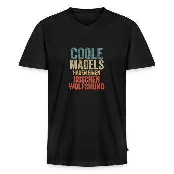 Irischer Wolfshund - Männer Premium Bio T-Shirt mit V-Ausschnitt - Schwarz - Vorne - Nico (187cm)