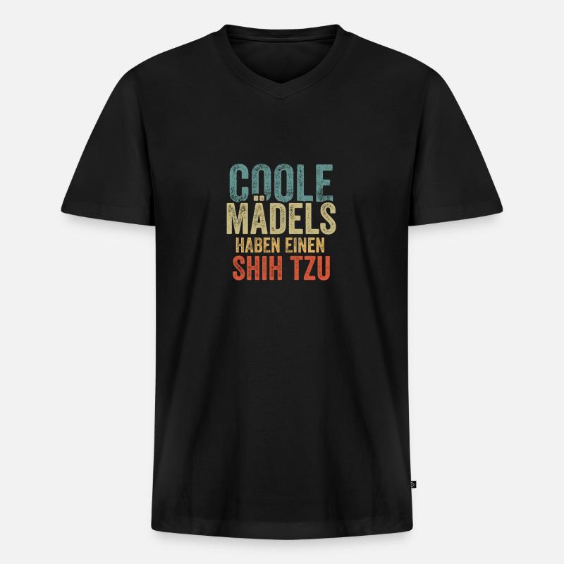 Shih Tzu - Männer Premium Bio T-Shirt mit V-Ausschnitt - Schwarz
