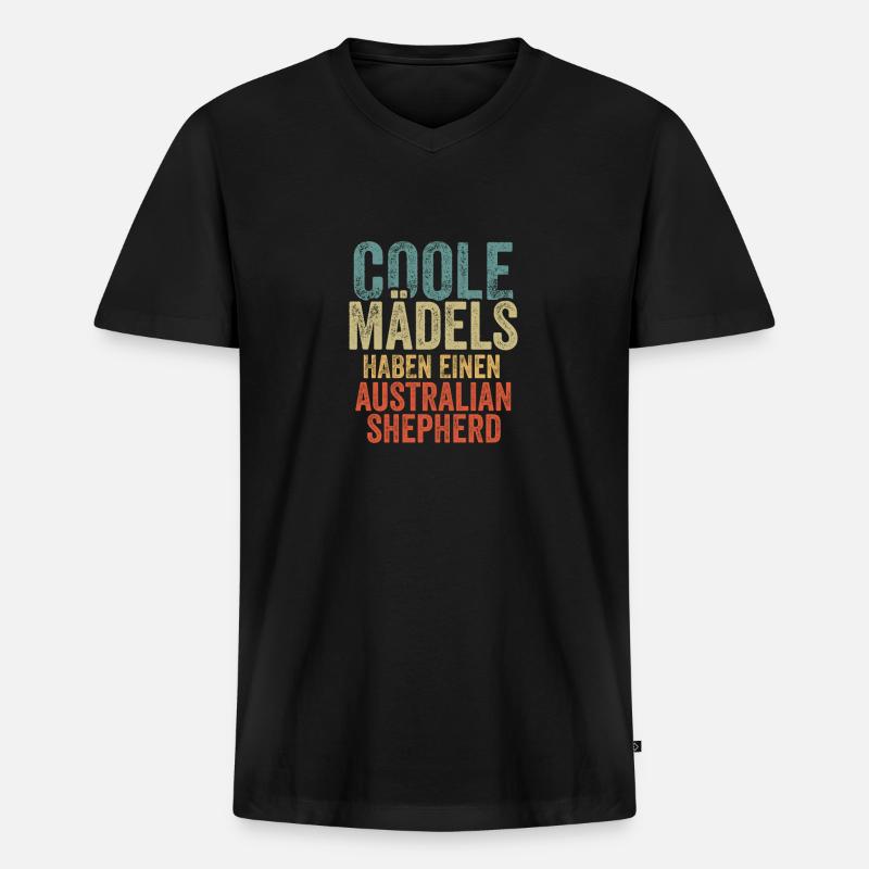 Australian Shepherd - Männer Premium Bio T-Shirt mit V-Ausschnitt - Schwarz