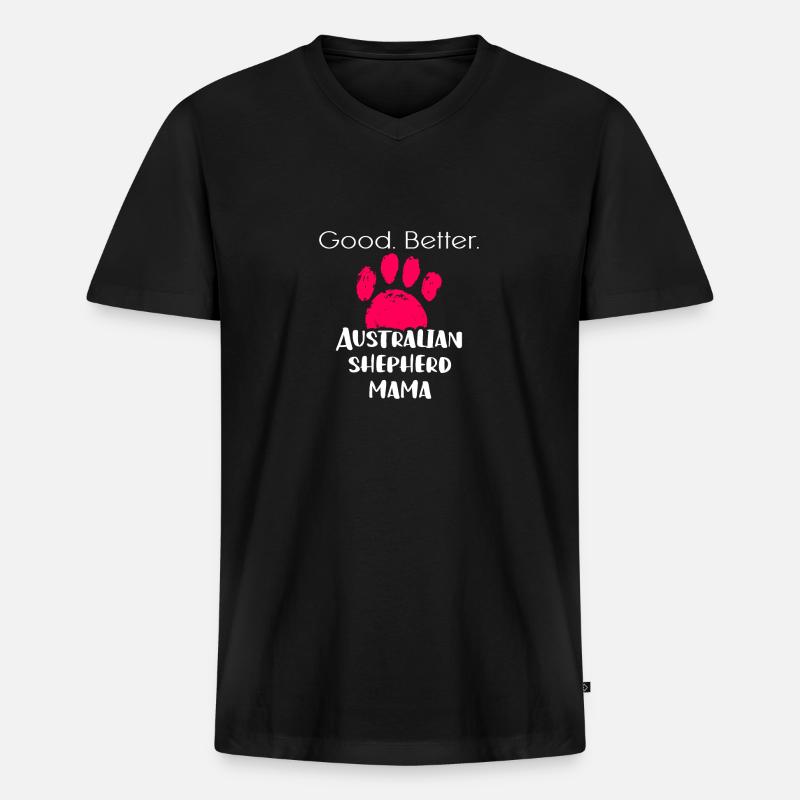 Australian Shepherd - Männer Premium Bio T-Shirt mit V-Ausschnitt - Schwarz