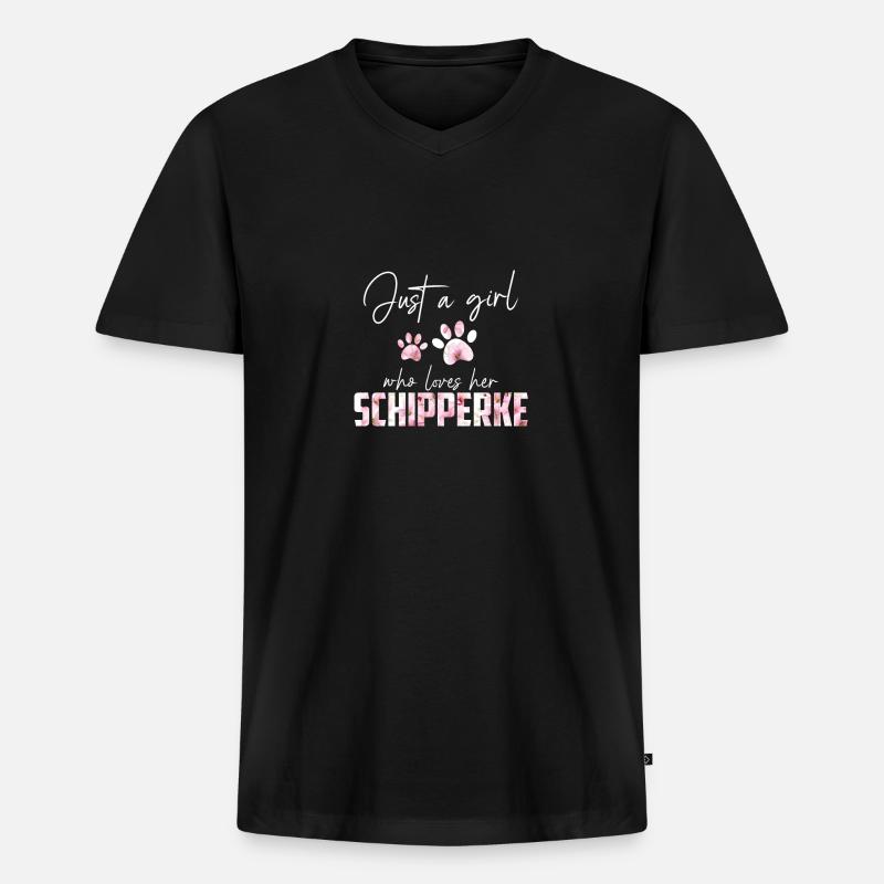 Schipperke - Männer Premium Bio T-Shirt mit V-Ausschnitt - Schwarz