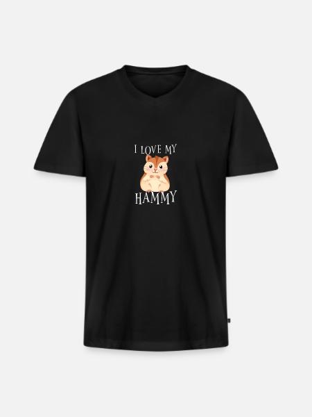 I love my hammy - Men's Premium Organic T-shirt with V-neck - black