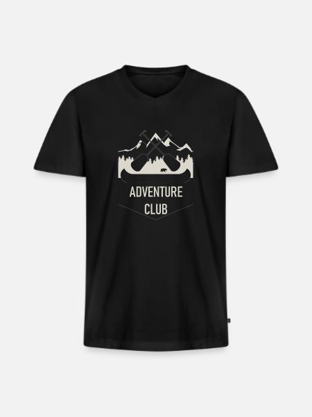 Adventure Club White - Men's Premium Organic T-shirt with V-neck - black
