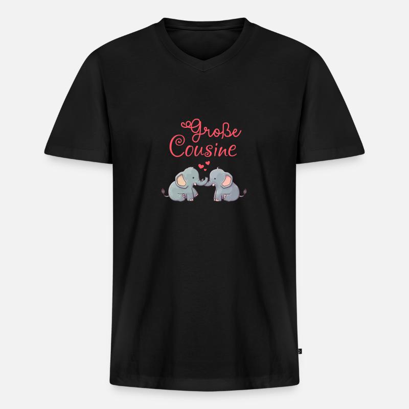Große Cousine - Männer Premium Bio T-Shirt mit V-Ausschnitt - Schwarz