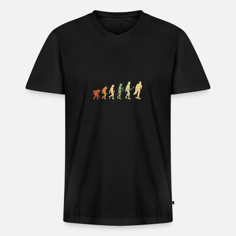 Skateboarding Evolution Skateboard Skater - Männer Premium Bio T-Shirt mit V-Ausschnitt - Schwarz