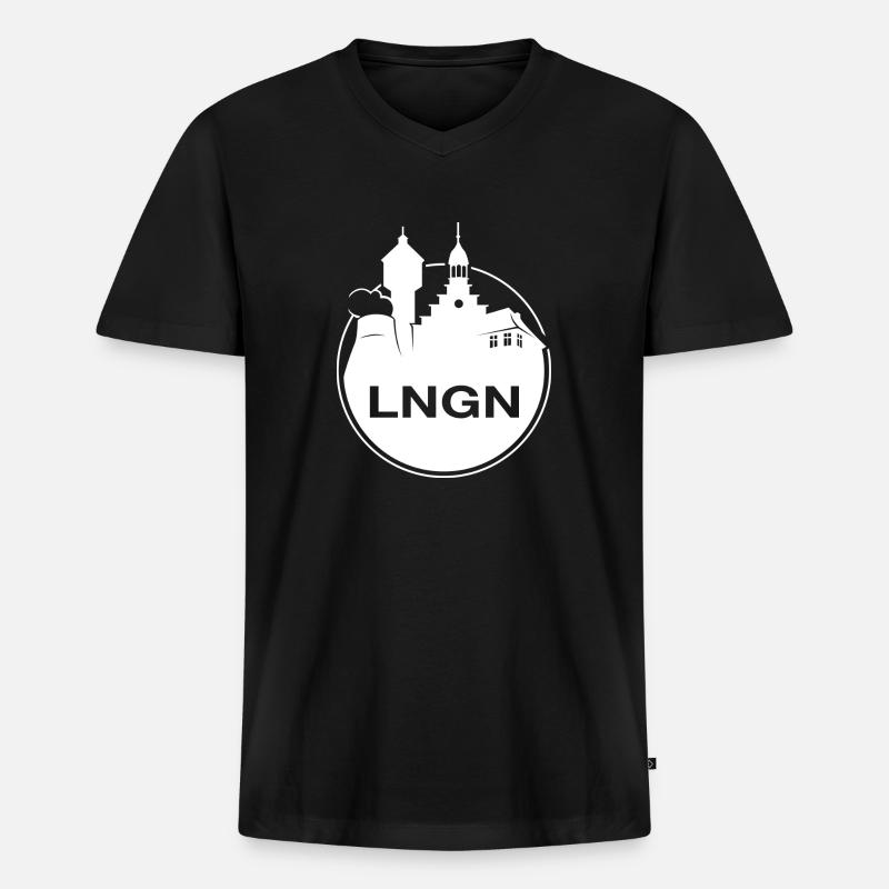 Lingen Skyline - Männer Premium Bio T-Shirt mit V-Ausschnitt - Schwarz