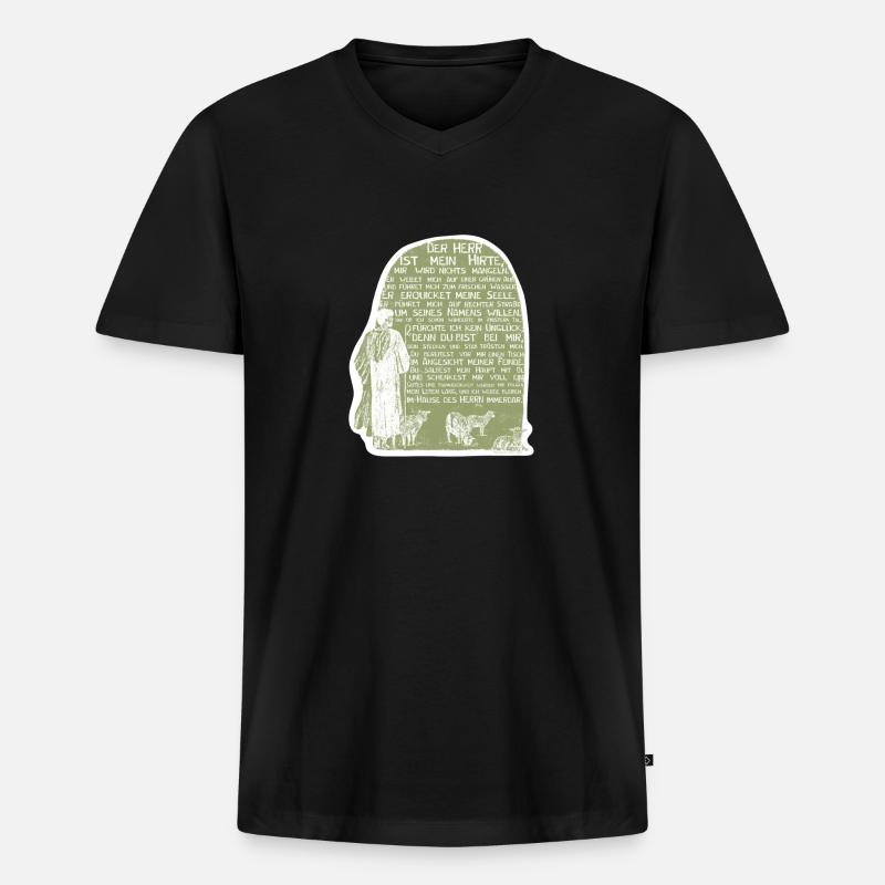 Der gute Hirte - Männer Premium Bio T-Shirt mit V-Ausschnitt - Schwarz