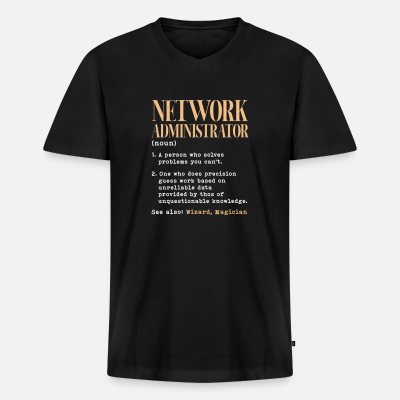 Network administrator Definition - Männer Premium Bio T-Shirt mit V-Ausschnitt - Schwarz