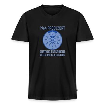 HU Zustand entspricht Alter und Laufleistung Auto - Männer Premium Bio T-Shirt mit V-Ausschnitt - Schwarz - Vorne - Nico (187cm)