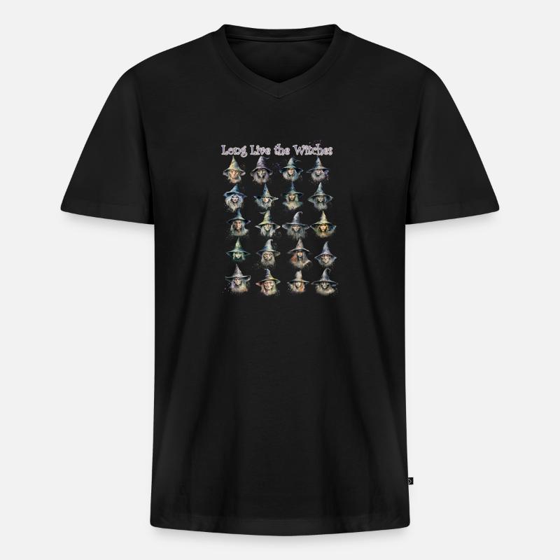 Lang leben die Hexen - Männer Premium Bio T-Shirt mit V-Ausschnitt - Schwarz