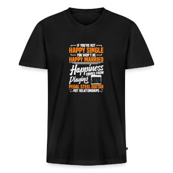 Country Music steelin Pedal Steel Guitariste - T-shirt encolure en V Premium bio Homme - noir - Devant - Nico (187cm)