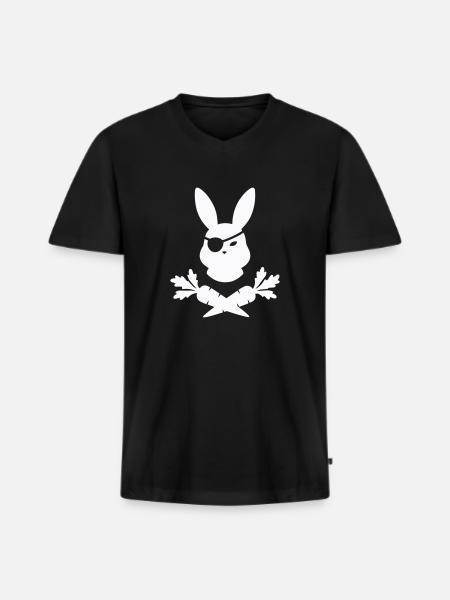Rabbit Pirate - Men's Premium Organic T-shirt with V-neck - black
