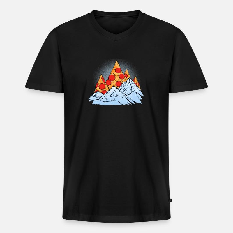 Pizza Berg Geschenk - Männer Premium Bio T-Shirt mit V-Ausschnitt - Schwarz