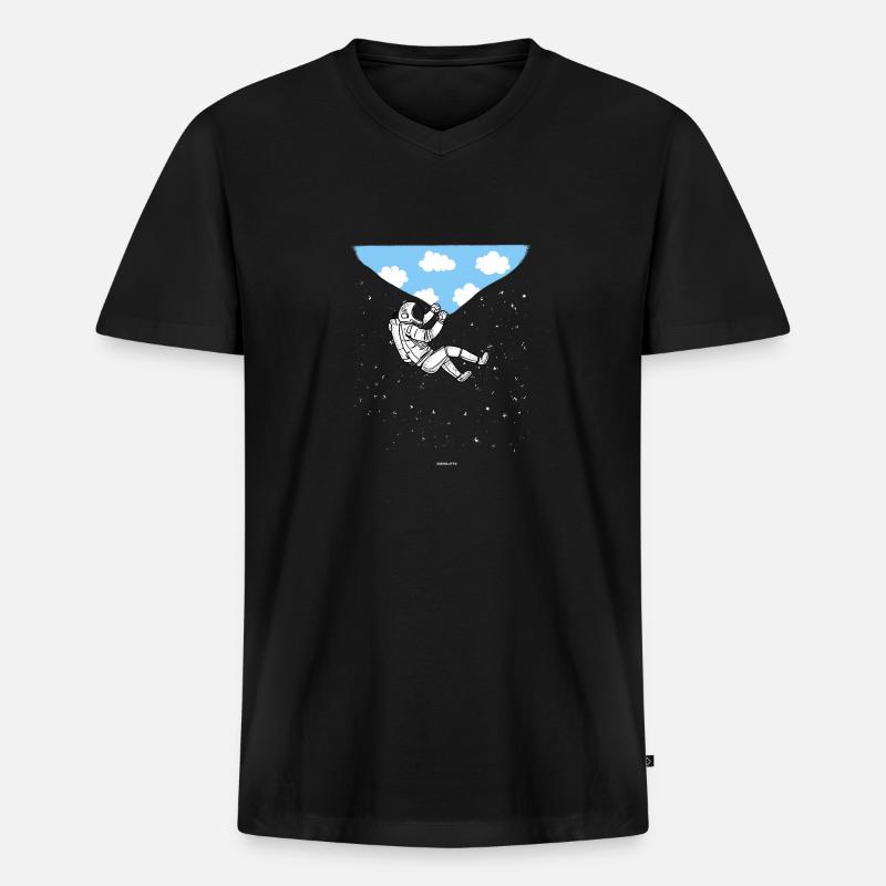 Astronaut im Himmelgeschenk - Männer Premium Bio T-Shirt mit V-Ausschnitt - Schwarz