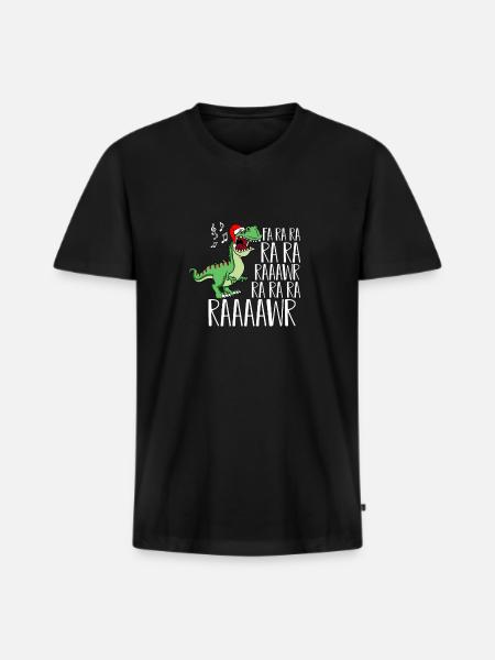 Dinosaur singing Christmas gift - Men's Premium Organic T-shirt with V-neck - black