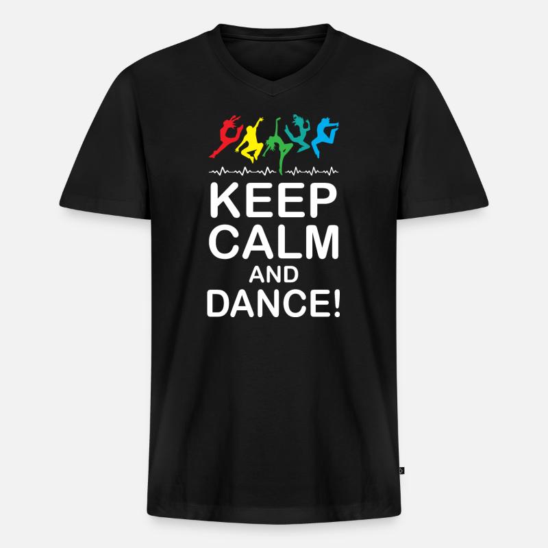 Keep Calm and Dance - Männer Premium Bio T-Shirt mit V-Ausschnitt - Schwarz