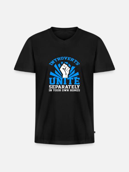 introverts - introvert - shirt - Men's Premium Organic T-shirt with V-neck - black