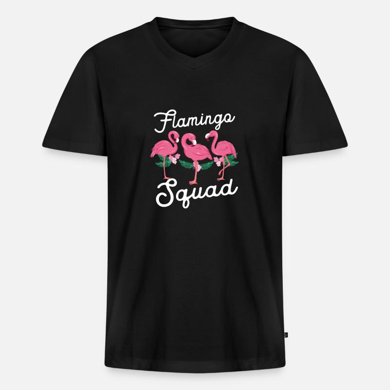 Flamingo Squad - Männer Premium Bio T-Shirt mit V-Ausschnitt - Schwarz