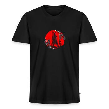 Kanji Japan Katana Sword Ninja Samurai - Men's Premium Organic T-shirt with V-neck - black - Front - Nico (187cm)