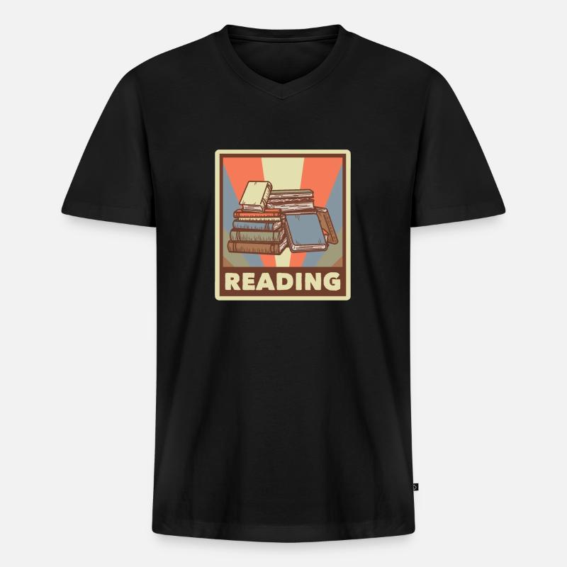 Buch Nerd Lernen Bibliothekar Lesen - Männer Premium Bio T-Shirt mit V-Ausschnitt - Schwarz