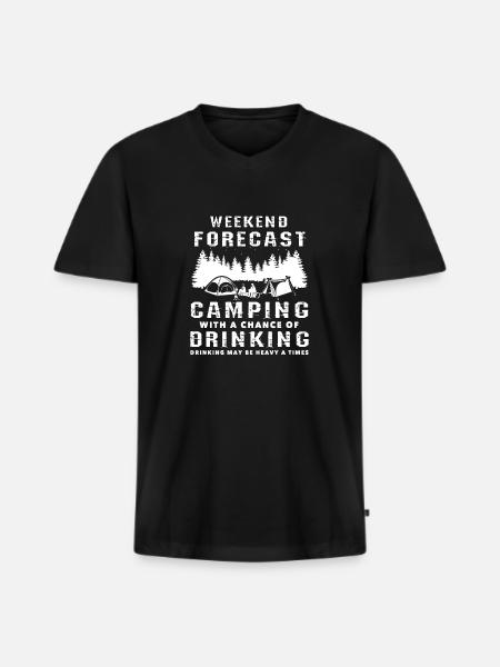 Camping mit Trinklagerfeuer Camping - Männer Premium Bio T-Shirt mit V-Ausschnitt - Schwarz