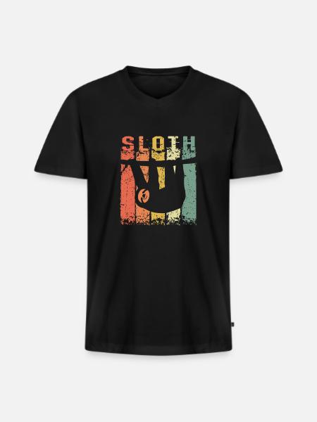 Slothy Napping Slow Chilling Sloth - Men's Premium Organic T-shirt with V-neck - black