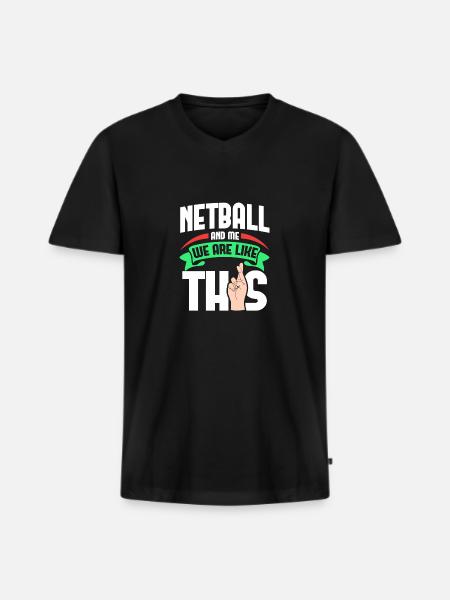 Netball moi, c’est comme - T-shirt encolure en V Premium bio Homme - noir