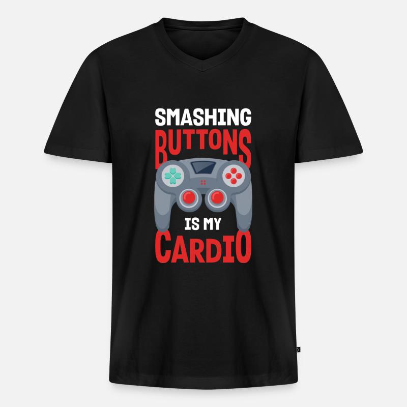 Gamer Gaming Computer Controller - Männer Premium Bio T-Shirt mit V-Ausschnitt - Schwarz