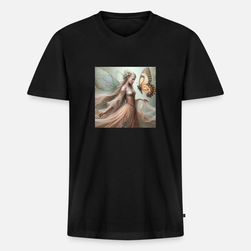 Schmetterlings-Fee. - Männer Premium Bio T-Shirt mit V-Ausschnitt - Schwarz