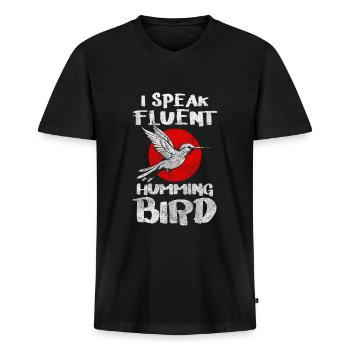 hummingbird love symbol - Men's Premium Organic T-shirt with V-neck - black - Front - Nico (187cm)