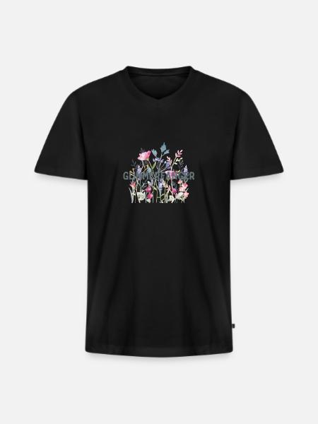Blumen | Sticker | Glimmerfänger - Männer Premium Bio T-Shirt mit V-Ausschnitt - Schwarz