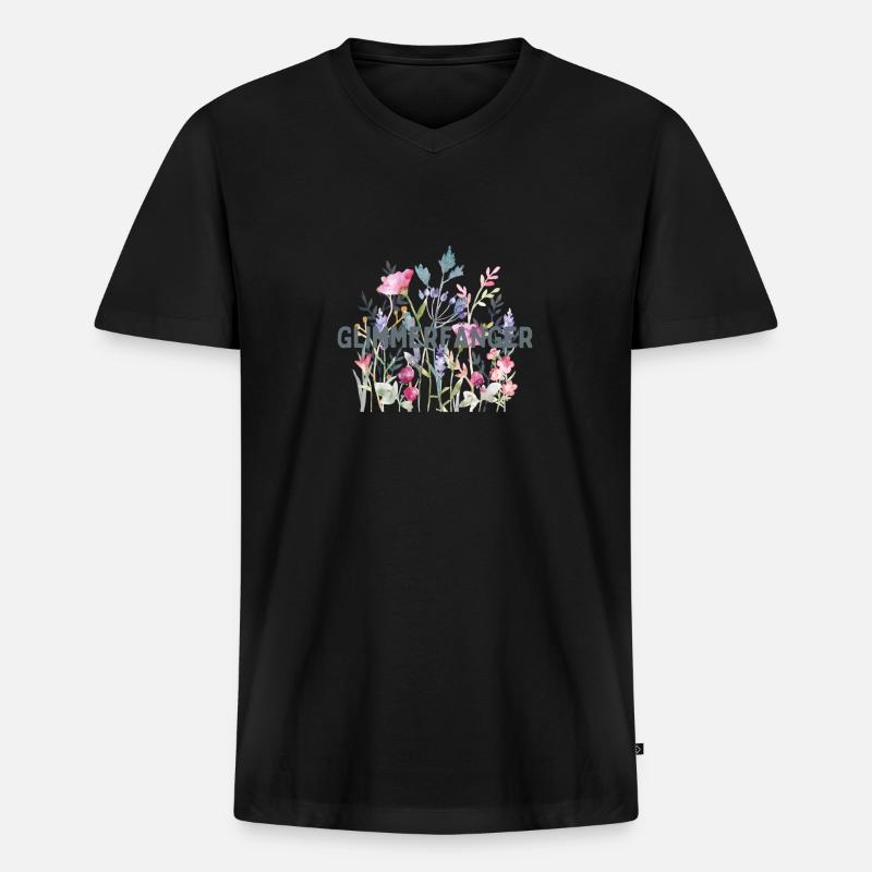 Blumen | Sticker | Glimmerfänger - Männer Premium Bio T-Shirt mit V-Ausschnitt - Schwarz