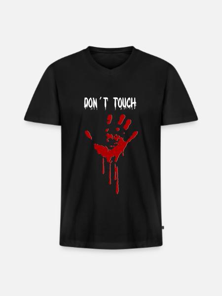 Don´t touch - Männer Premium Bio T-Shirt mit V-Ausschnitt - Schwarz