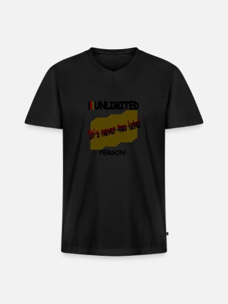 It's never too late - Men's Premium Organic T-shirt with V-neck - black
