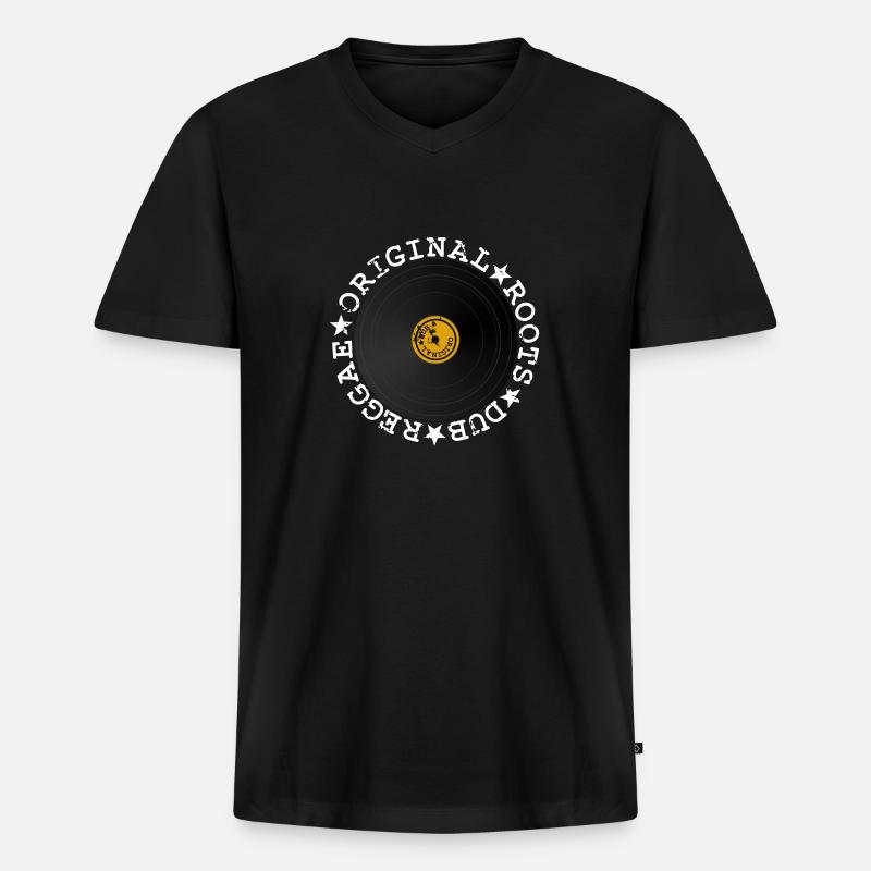 Dub Reggae Schallplatte - Männer Premium Bio T-Shirt mit V-Ausschnitt - Schwarz