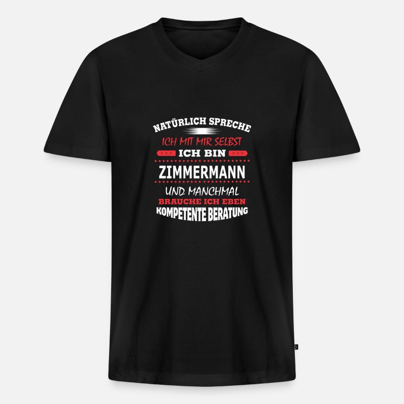 ZIMMERMANN - Männer Premium Bio T-Shirt mit V-Ausschnitt - Schwarz