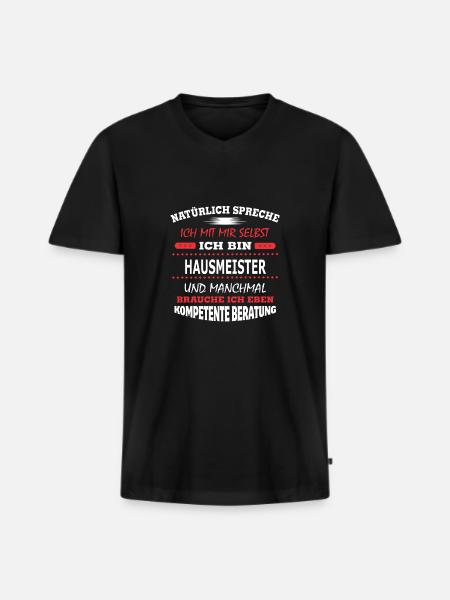 HAUSMEISTER - Männer Premium Bio T-Shirt mit V-Ausschnitt - Schwarz