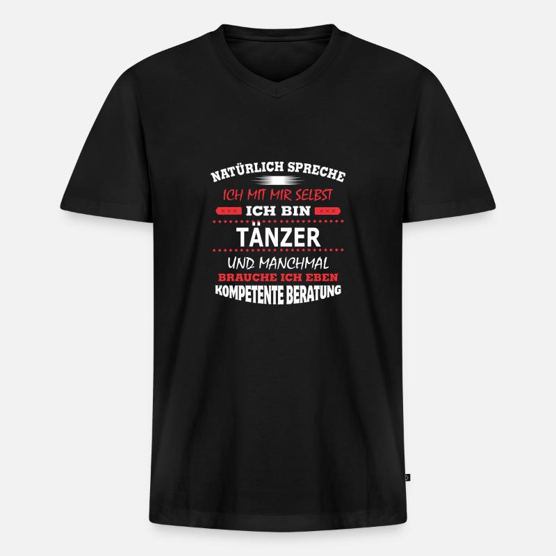 TÄNZER - Männer Premium Bio T-Shirt mit V-Ausschnitt - Schwarz