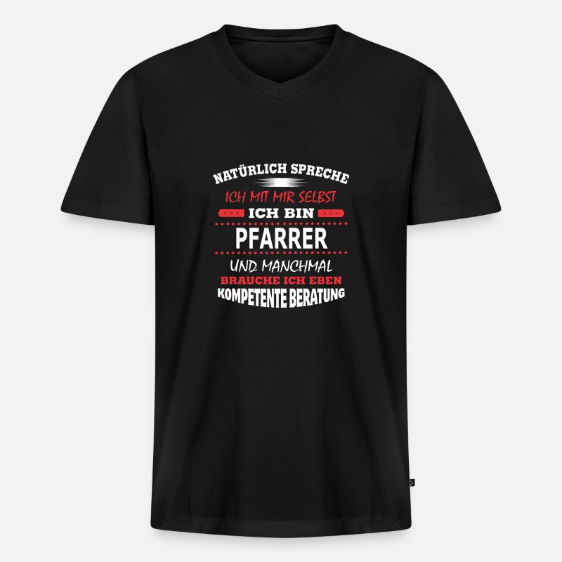 PFARRER - Männer Premium Bio T-Shirt mit V-Ausschnitt - Schwarz