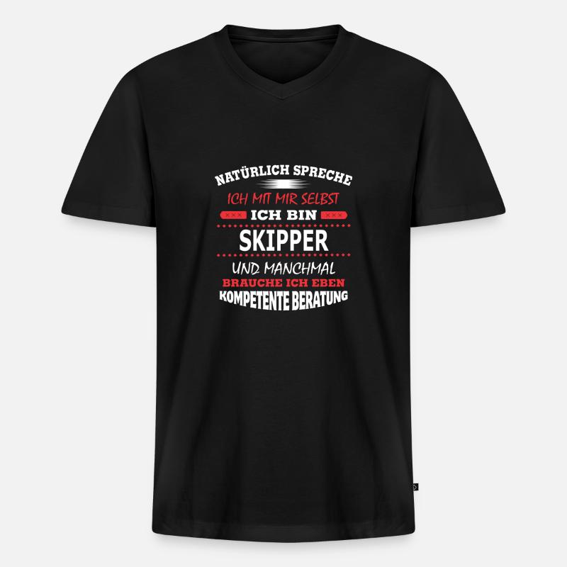 SKIPPER - Männer Premium Bio T-Shirt mit V-Ausschnitt - Schwarz