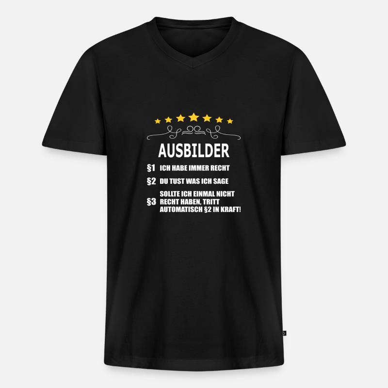 AUSBILDER - Männer Premium Bio T-Shirt mit V-Ausschnitt - Schwarz