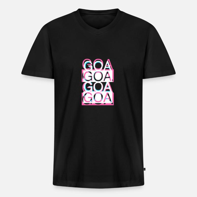 GOA GOA GOA GOA - Männer Premium Bio T-Shirt mit V-Ausschnitt - Schwarz