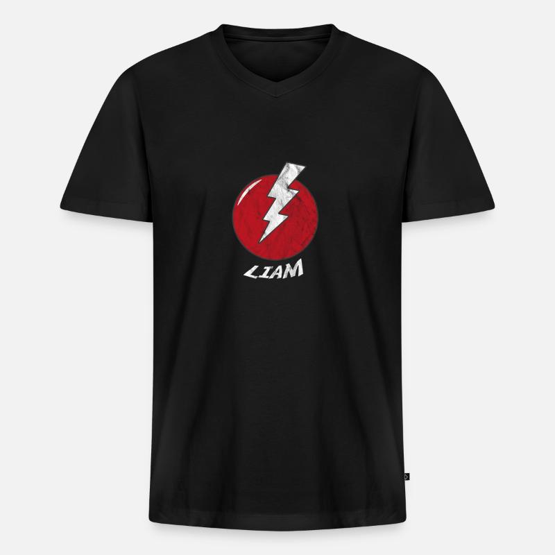 Blitz Namenshirt Superhero Superheld Liam - Männer Premium Bio T-Shirt mit V-Ausschnitt - Schwarz