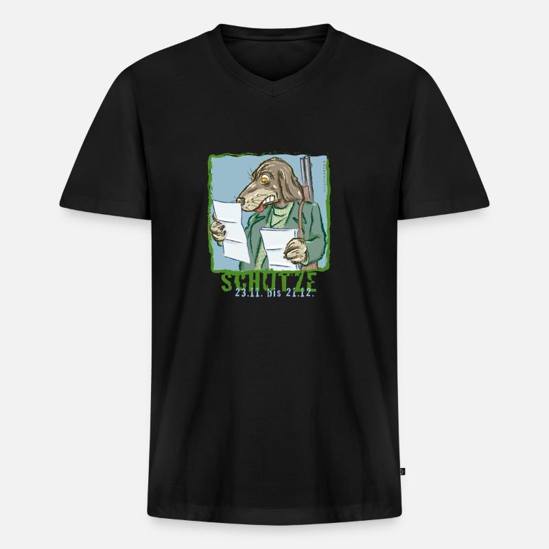 Sternzeichen - Schütze - Männer Premium Bio T-Shirt mit V-Ausschnitt - Schwarz