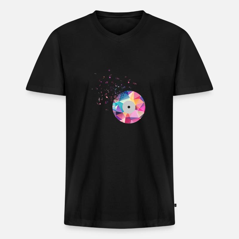 Musik CD Musiknote - Männer Premium Bio T-Shirt mit V-Ausschnitt - Schwarz