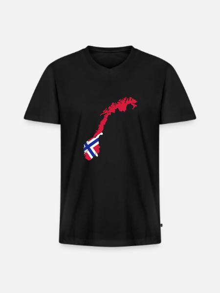Norway - Men's Premium Organic T-shirt with V-neck - black
