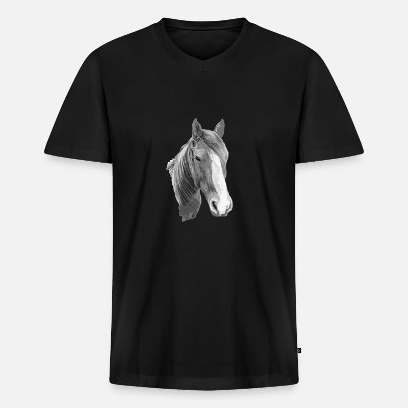 Pferd - Männer Premium Bio T-Shirt mit V-Ausschnitt - Schwarz