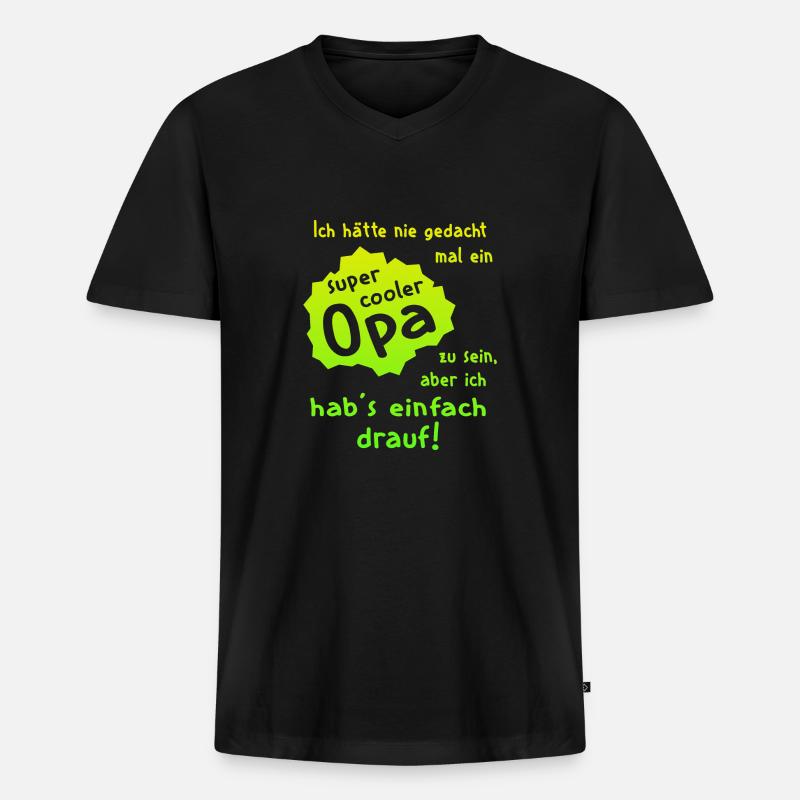 Opa - Super Cool - Männer Premium Bio T-Shirt mit V-Ausschnitt - Schwarz