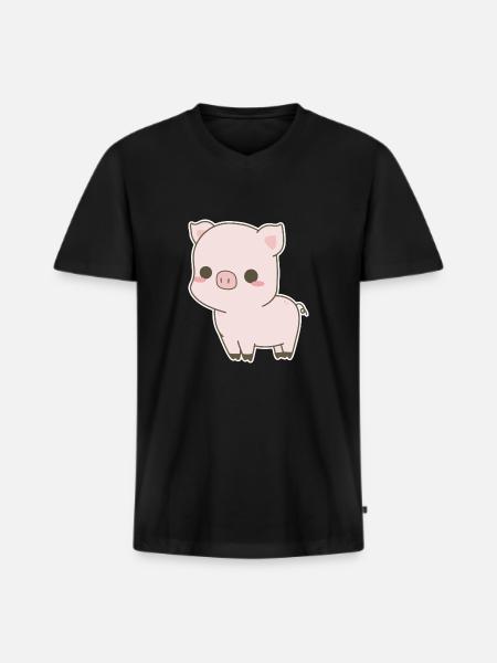 Süßes Schwein - Männer Premium Bio T-Shirt mit V-Ausschnitt - Schwarz