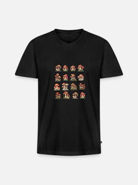Rote Champignons - Männer Premium Bio T-Shirt mit V-Ausschnitt - Schwarz